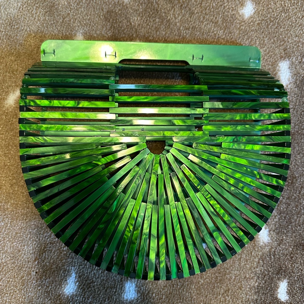 Green Acrylic cult Gaia Half-Moon Handbag